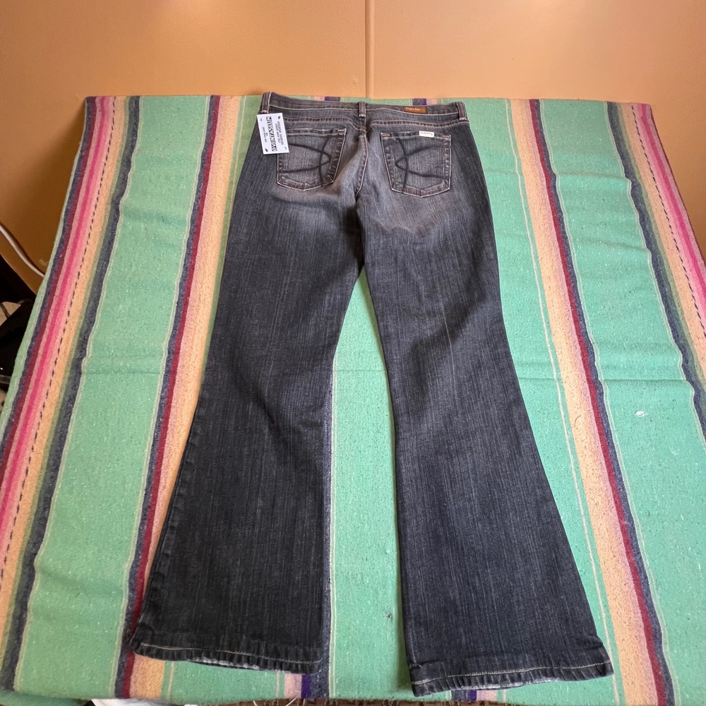 Flare Faded Y2K Denim Pants David Kahn Jeans Womens 33 Dark Wash Blue Bootcut
